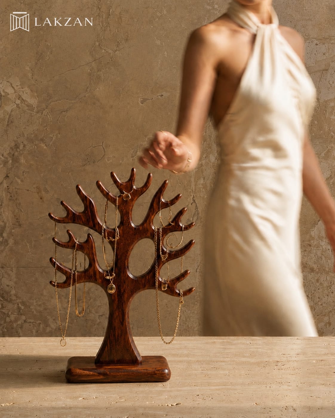 Handcrafted Heritage Wooden Jewelry Tree