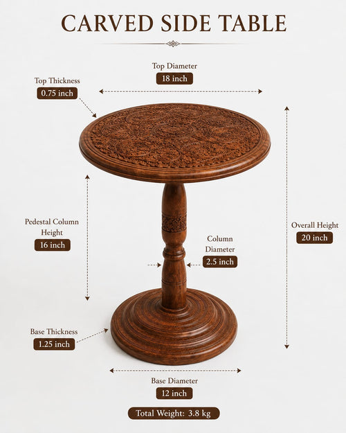 Combo Deal-Handcrafted  Carved Wooden Table & Key Holder