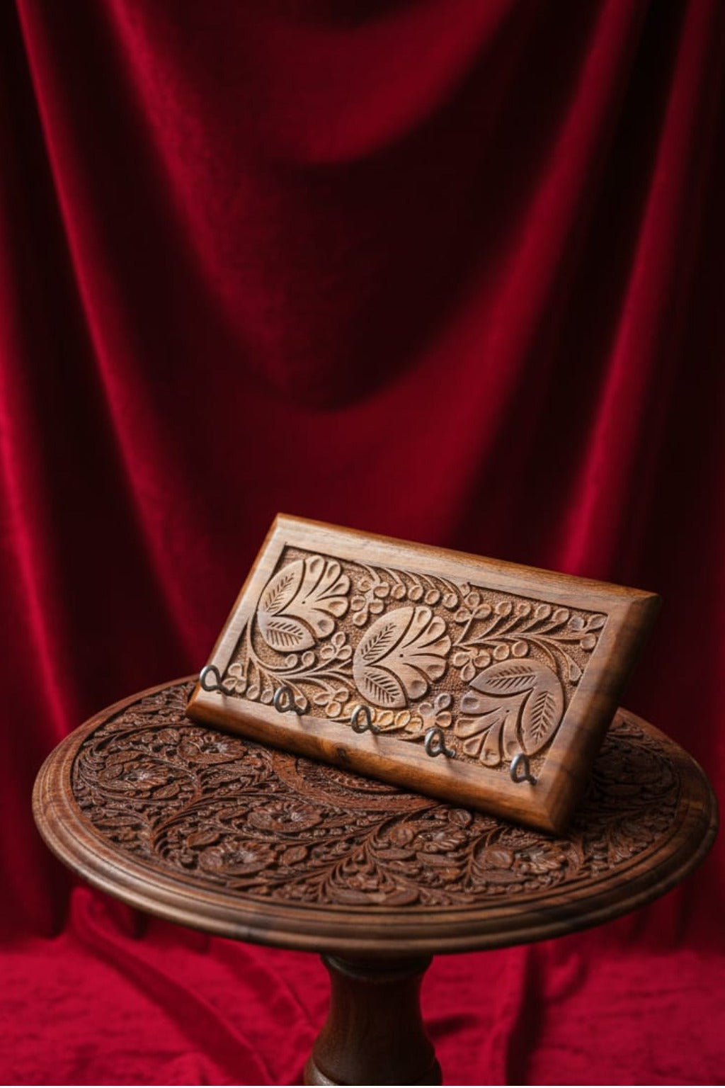 Combo Deal-Handcrafted Carved Wooden Table & Key Holder
