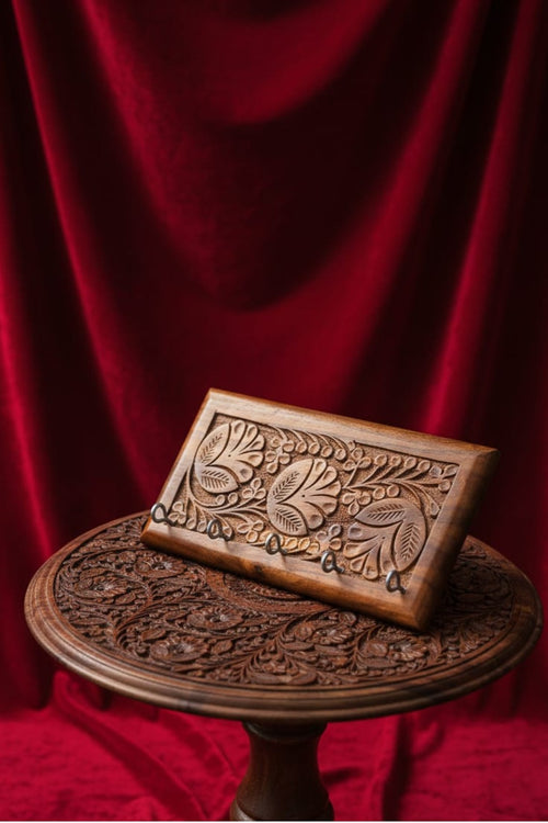 Combo Deal-Handcrafted Carved Wooden Table & Key Holder