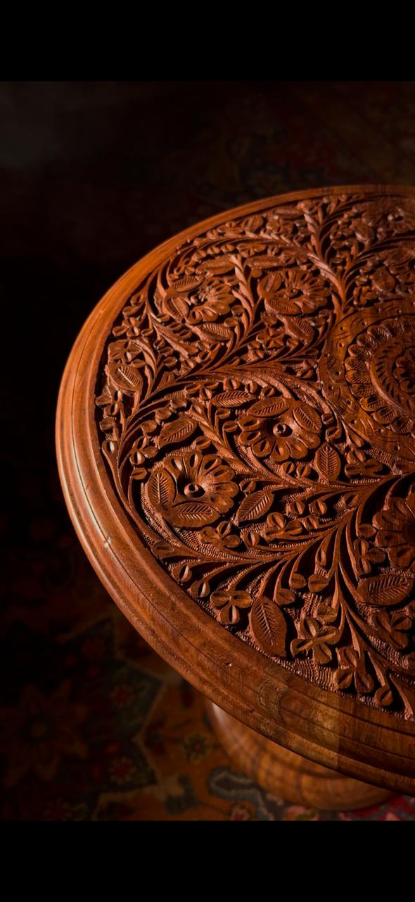Combo Deal-Handcrafted Carved Wooden Table & Key Holder